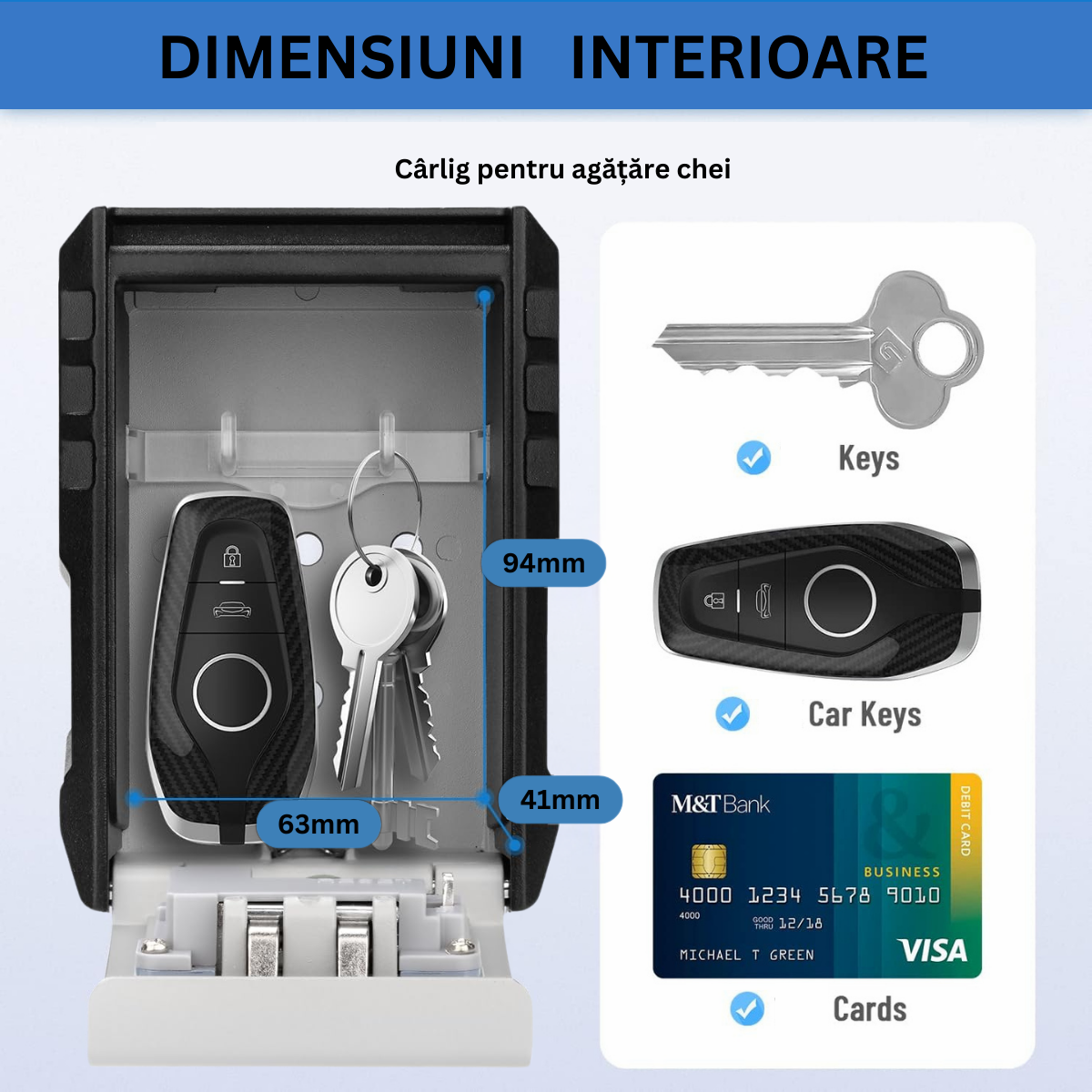 Cutie metalica cu cifru pentru depozitare chei, VisionHub®, waterproof, Caseta exterioara impermeabila, rezistenta, de capacitate foarte mare, aliaj de aluminiu, Montare pe perete, Regim Hotelier, Booking, AirBnb, Acasa, Bej
